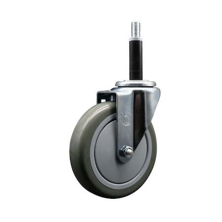 Service Caster 5'' Gray Poly Wheel Swivel 3/4'' Expanding Stem Caster SCC-EX20S514-PPUB-34